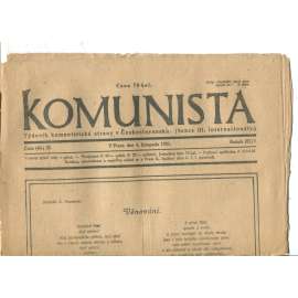 Komunista (4.11.1921) - staré noviny, 1. republika