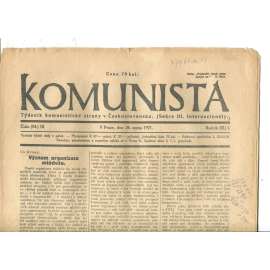 Komunista (26.8.1921) - staré noviny, 1. republika