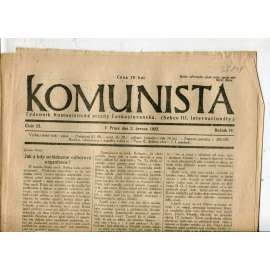 Komunista (2.6.1922) - staré noviny, 1. republika