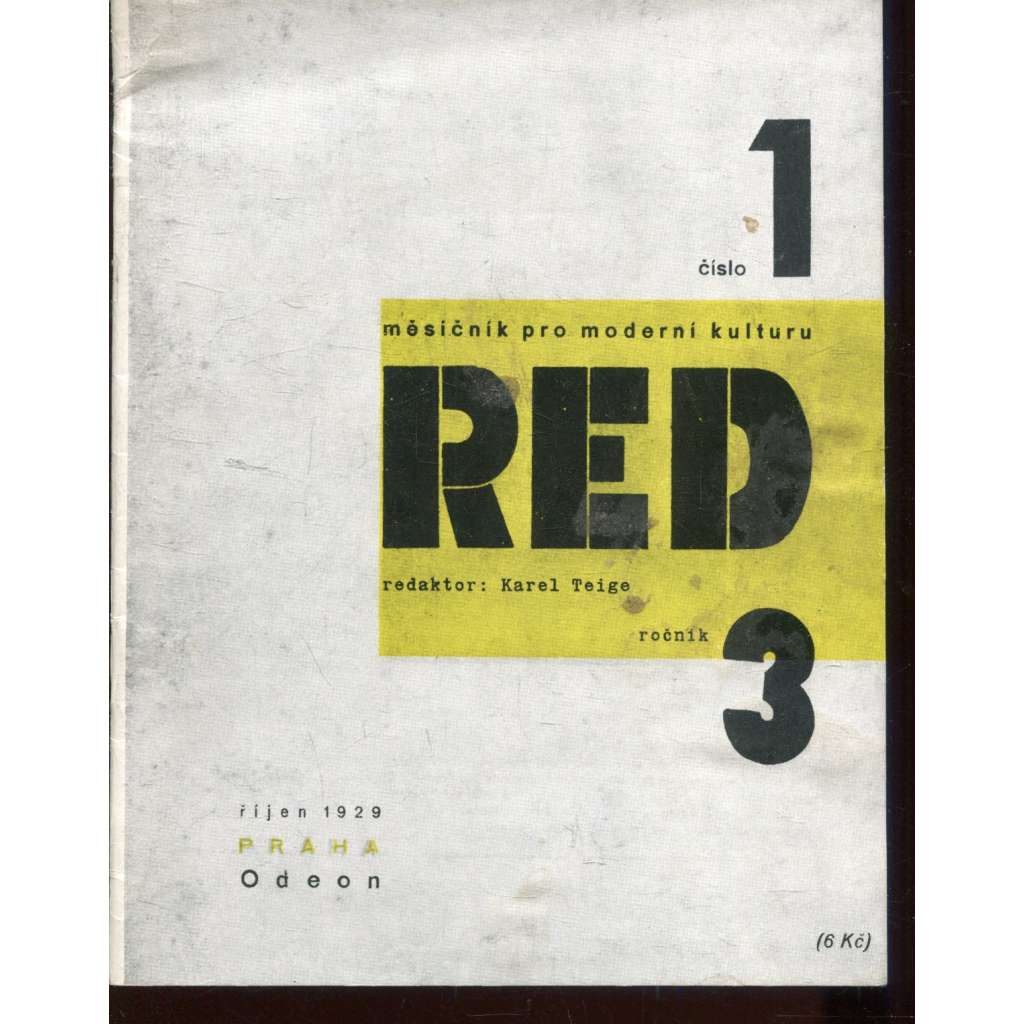 ReD, ročník 3., číslo 1/1929. Měsíčník pro moderní kulturu (Revue Svazu Moderní Kultury "Devětsil" Praha ) - REPRINT