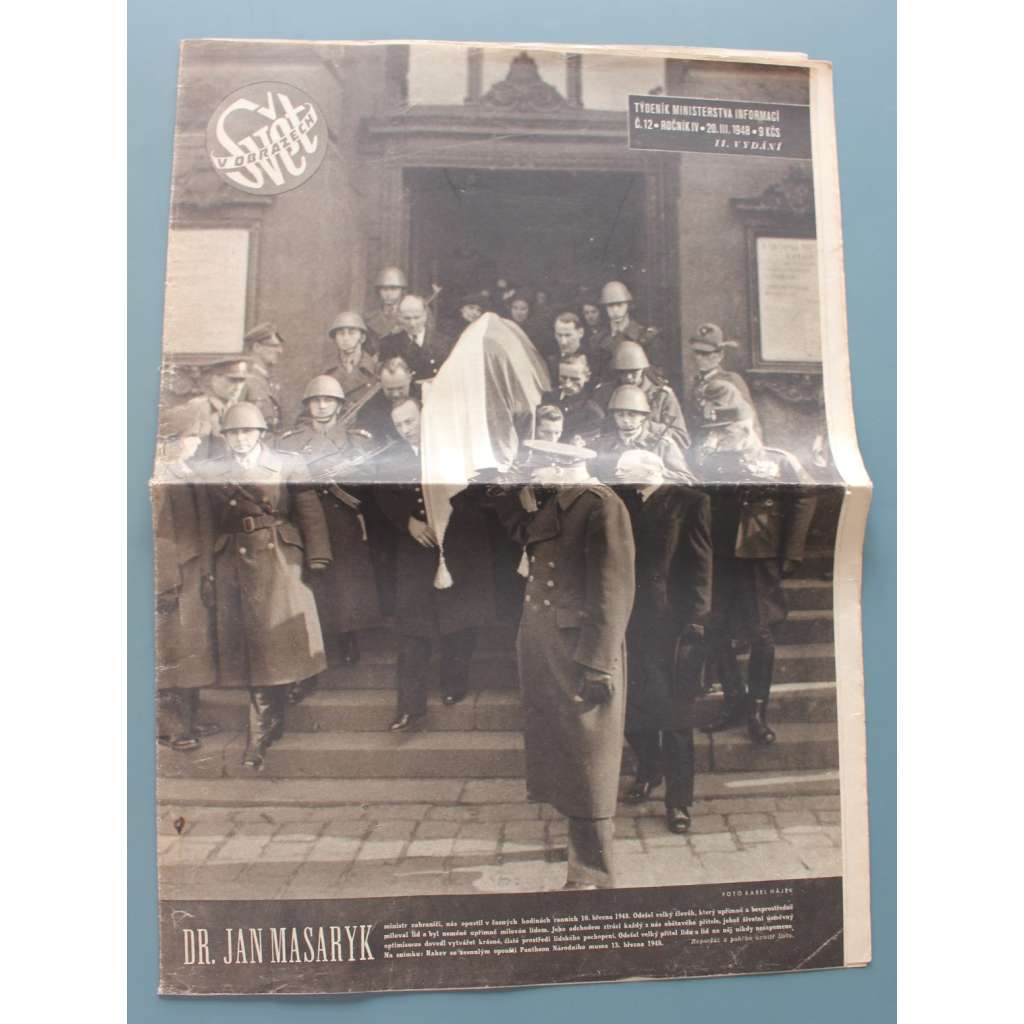 Svět v obrazech 1948, roč. IV, č. 12. (časopis, politika, kultura, fotografie, mj. Jan Masaryk úmrtí, Poslední interview s Janem Masarykem)