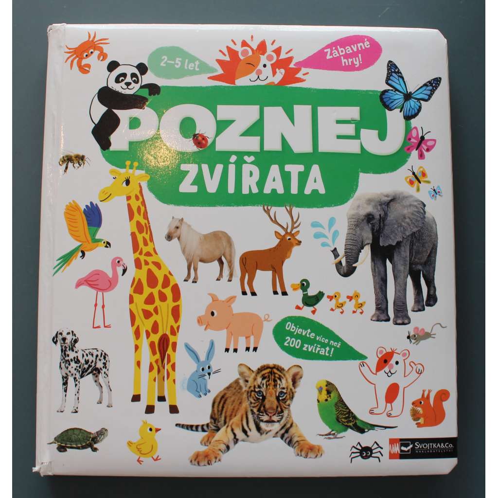 Poznej zvířata (zoologie, mj. pes, kočka, motýl, slepice, žába, lev, krokodýl, klokan, panda, delfín, žralok)