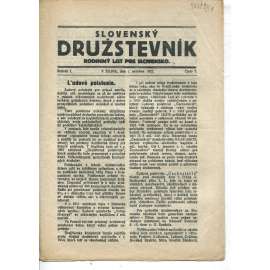 Slovenský družstevník. Rodinný list pre Slovensko (1. 10.1922) - staré noviny, 1. republika, text slovensky