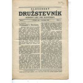 Slovenský družstevník. Rodinný list pre Slovensko (1.12.1922) - staré noviny, 1. republika, text slovensky