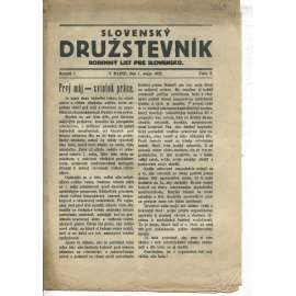 Slovenský družstevník. Rodinný list pre Slovensko (1.5.1922) - staré noviny, 1. republika, text slovensky