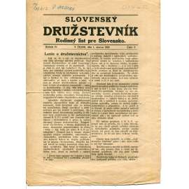 Slovenský družstevník. Rodinný list pre Slovensko (1.3.1925) - staré noviny, 1. republika, text slovensky