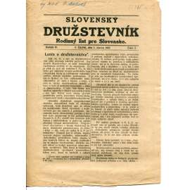 Slovenský družstevník. Rodinný list pre Slovensko (1.3.1925) - staré noviny, 1. republika, text slovensky