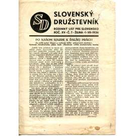 Slovenský družstevník. Rodinný list pre Slovensko (1.7.1936) - staré noviny, 1. republika, text slovensky