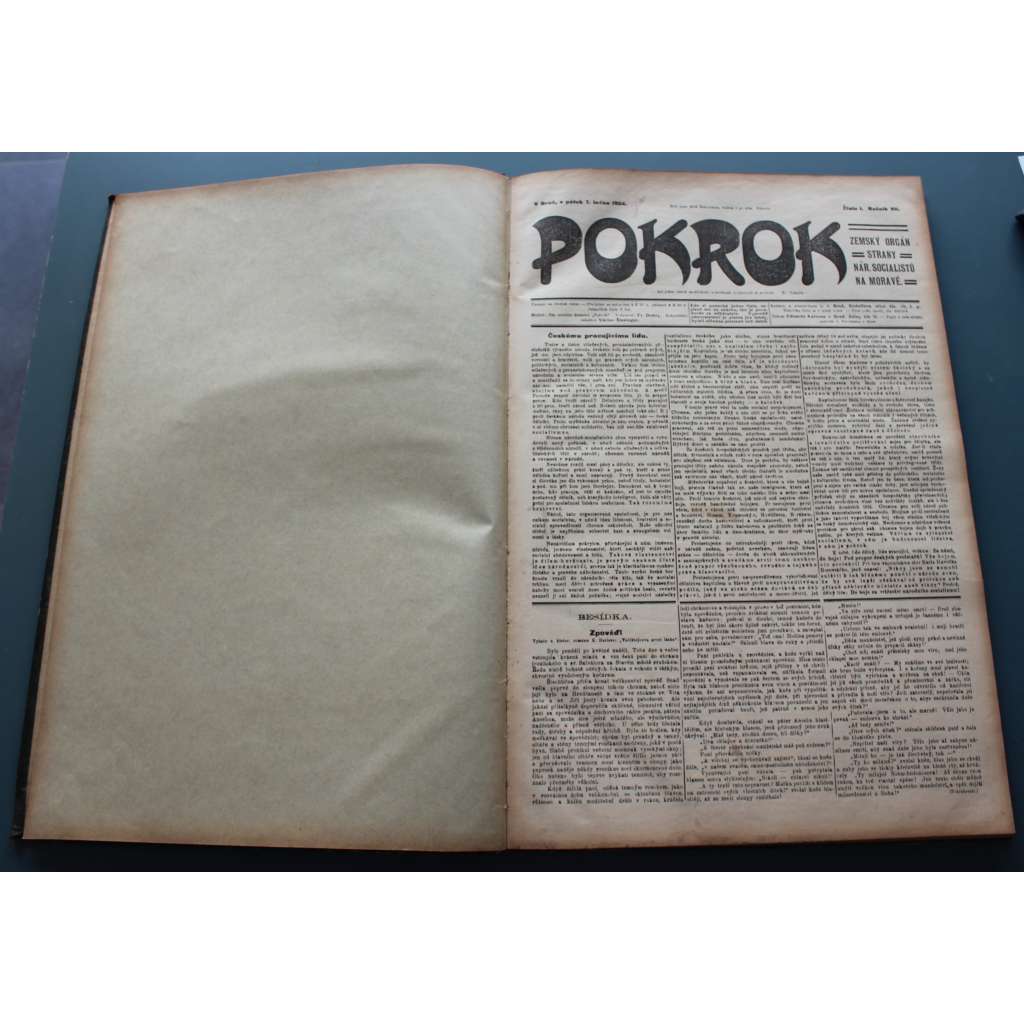Pokrok. Zemský organ strany národně socialistické na Moravě 1904, roč. VII. (noviny, politika, mj. Sociální politika obcí, Agrárníci, Maloživnostenská krise, Náš manifest roku 1904)