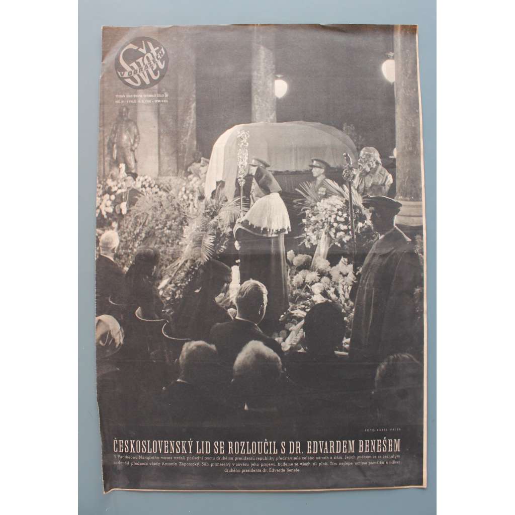 Svět v obrazech 1948, roč. IV, č. 37 (časopis, politika, kultura, fotografie, mj. Edvard Beneš zemřel, pohřeb, 120 let Vítkovických železáren)
