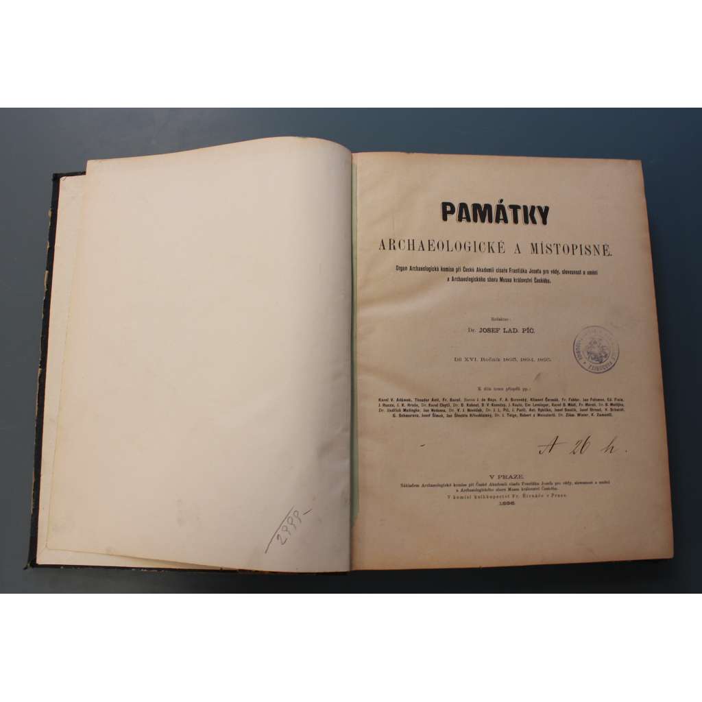 Památky archaeologické a místopisné 1893-1896 (časopis, archeologie, mj. Hrobka Krajířů z Krajku, Holetín, Několik gallských hrobů, Mohyly Lužanské, Velký zvon u sv. Víta v Praze, Kdo byl mistr I.W.)