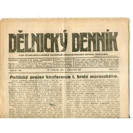 Dělnický denník (1.7.1920) 1. republika, staré noviny