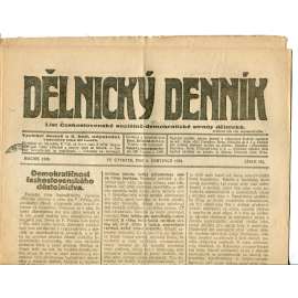 Dělnický denník (8.7.1920) 1. republika, staré noviny