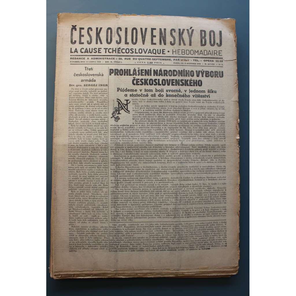 Československý boj 1940, roč. II. (leden-červen) (noviny, druhá světová válka, exil - Francie, mj. Likvidace Protektorátu?, Zemřel Joža Úprka, Domov a emigrace, Pravda proti násilí, Generál Štefánik, ideál čs. vojáka, Leopold a Hácha)