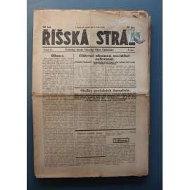 Říšská stráž. Ústřední orgán Národní obce fašistické 1929, roč. IV. (noviny, fašismus, mj. Německo pro anšlus Rakouska, Tukova aféra, Je fašismus poti demokracii?, Udžalova vláda, Nová činnost exministra Engliše)
