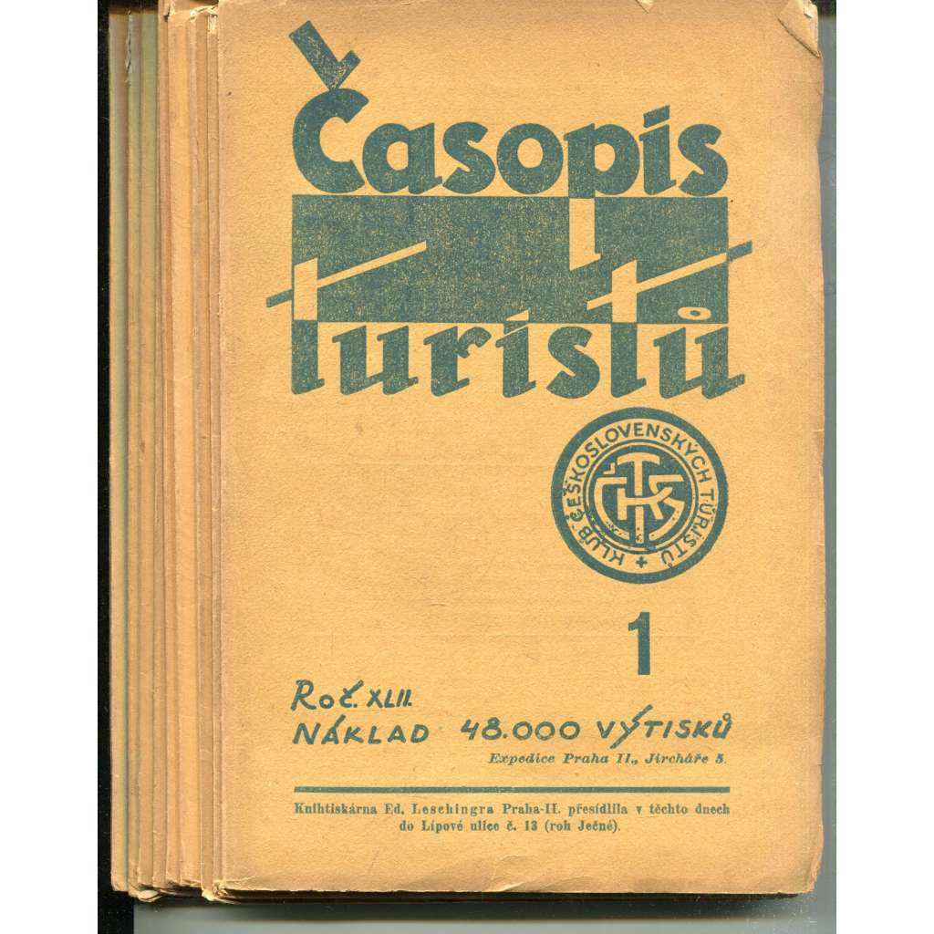 Časopis turistů, ročník XLII., čísla 1-12/1930 (12 čísel časopisu)