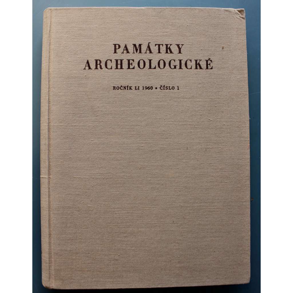 Památky archeologické 1960, roč. LI, č. 1 (časopis, archeologie, historie, mj. K. Tihelka - Moravský věteřovský typ; L. Jansová - Studně na laténských oppidech II.; I.Borkovský - K otázce nejstarších kostelů na Pražském hradě)