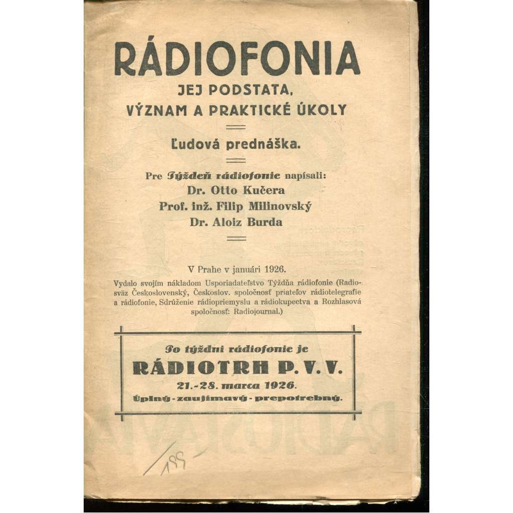 Rádiofonia, jej podstata, význam a praktické úkoly (text slovensky) - rádio