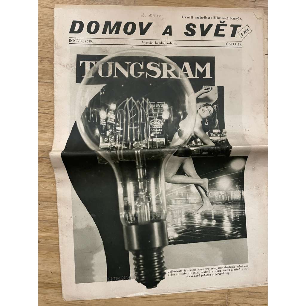 Domov a svět, 38/1928 (časopis) - obálka (není kompletní - chybí strana 9-10) - obálka Václav Tittelbach