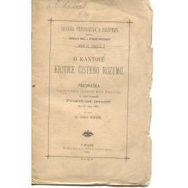 O Kantově Kritice čistého rozumu (1882) - Kant