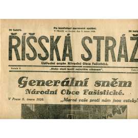 Říšská stráž (9.2.1928) Ústřední orgán Národní obce fašistické (staré noviny, fašisté, 1. republika)