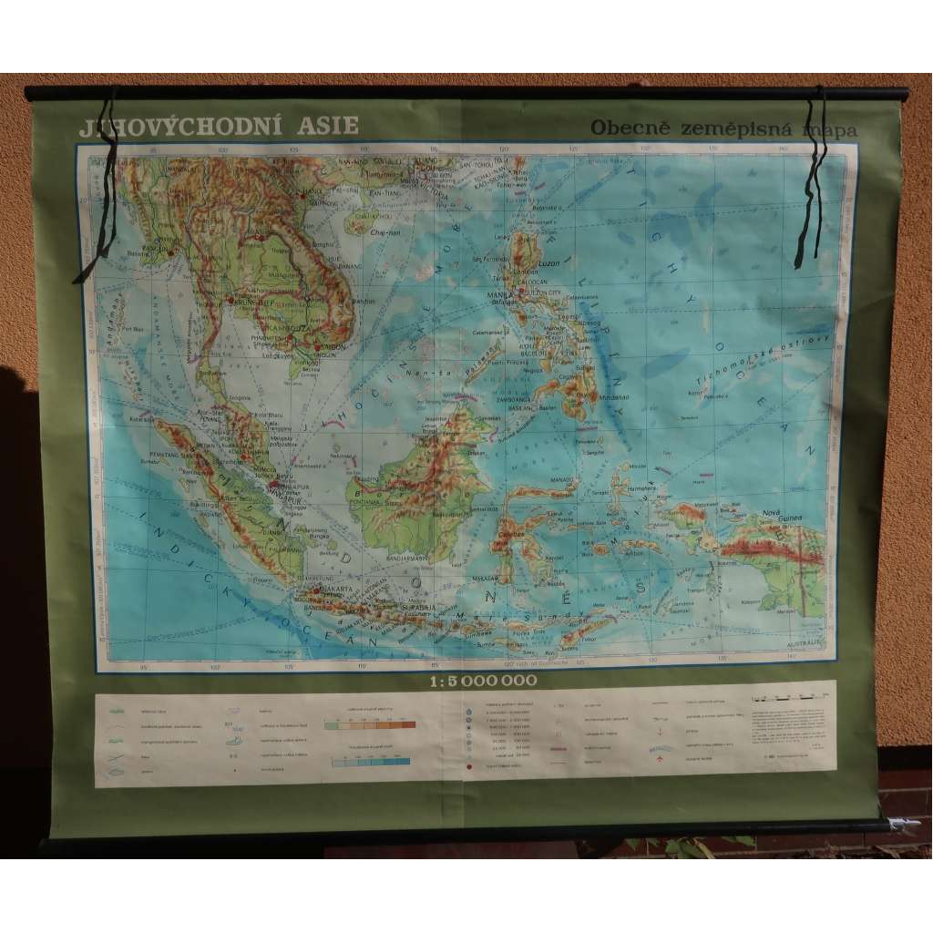 Mapa jihovýchodní Asie Indonesie, Vietnam, Filipíny - zeměpis - školní plakát, výukový obraz