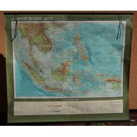 Mapa jihovýchodní Asie Indonesie, Vietnam, Filipíny - zeměpis - školní plakát, výukový obraz