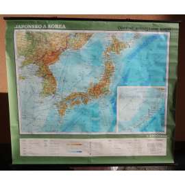 Mapa východní Asie Japonsko a Korea - zeměpis - školní plakát, výukový obraz