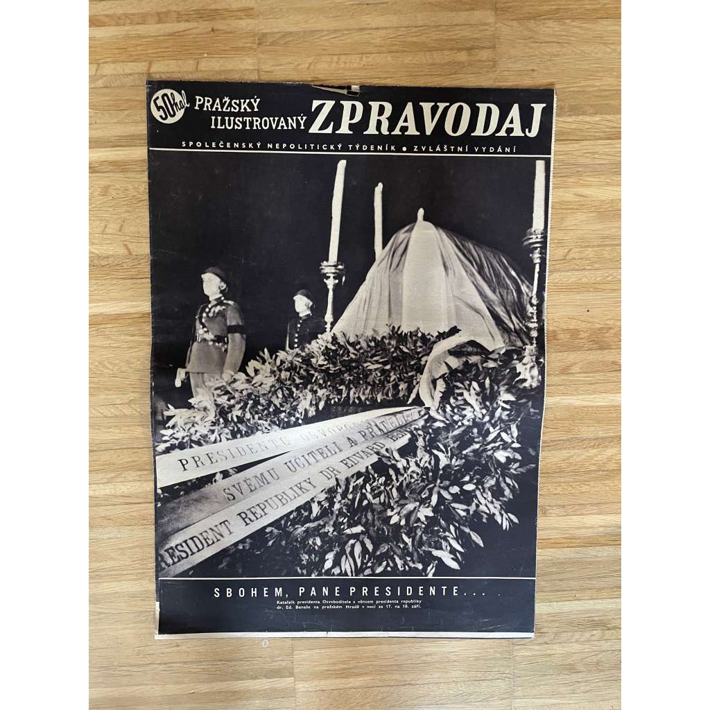 Pražský ilustrovaný zpravodaj (noviny, září 1937, úmrtí T. G. Masaryk, prezident)