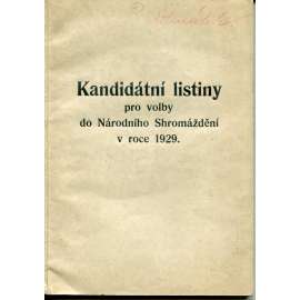 Kandidátní listiny pro volby do Národního Shromáždění v roce 1929