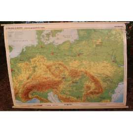 Střední Evropa - mapa - školní plakát, výukový obraz, zeměpis