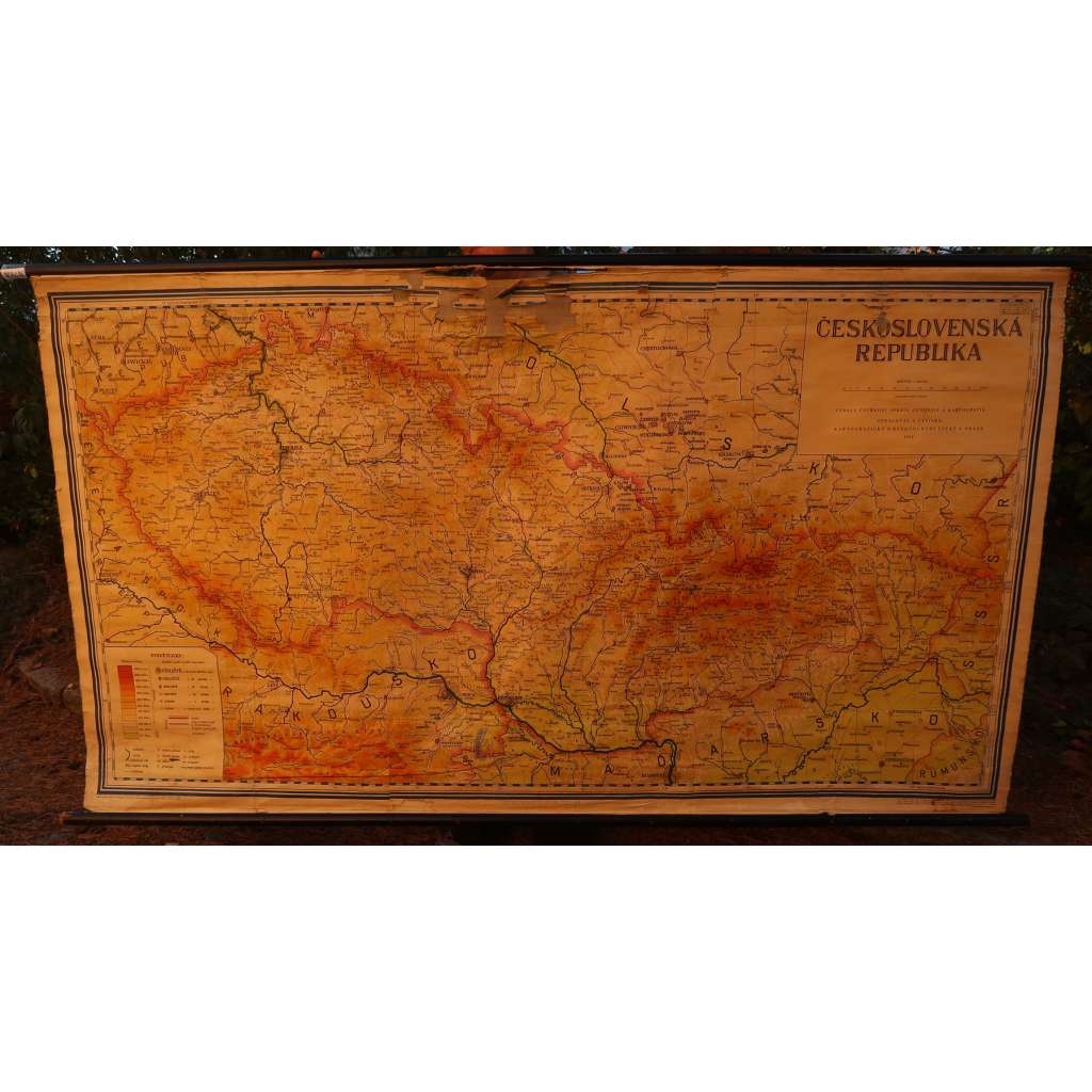 Československá republika, mapa - školní plakát, výukový obraz, zeměpis