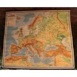 Evropa, nástěnná mapa Evropy - školní plakát, výukový obraz, zeměpis