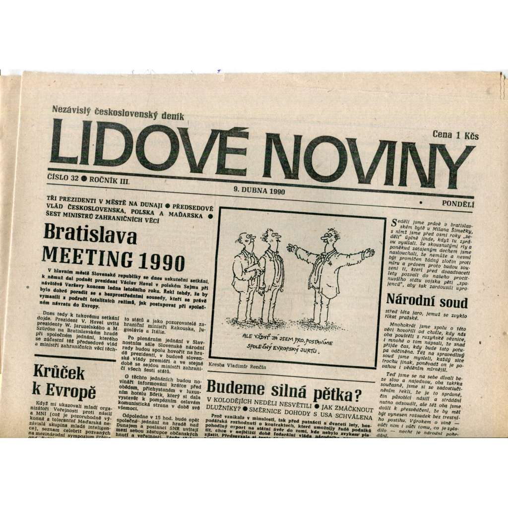 Lidové noviny. Nezávislý československý deník (9.4.1990) - noviny Lidové noviny. Nezávislý československý deník (9.4.1990) - noviny