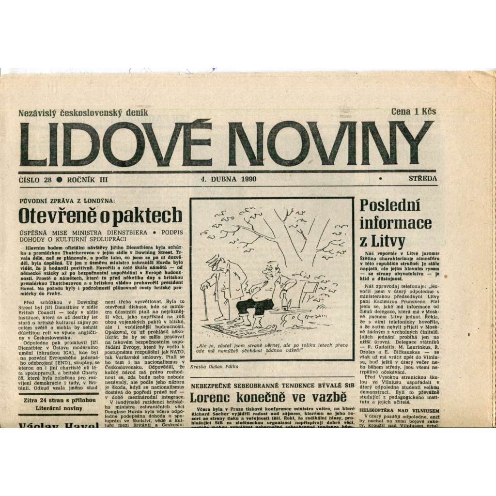 Lidové noviny. Nezávislý československý deník (4.4.1990) - noviny