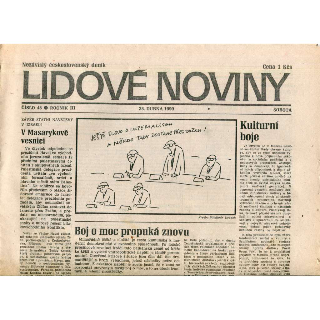 Lidové noviny. Nezávislý československý deník (28.4.1990) - noviny