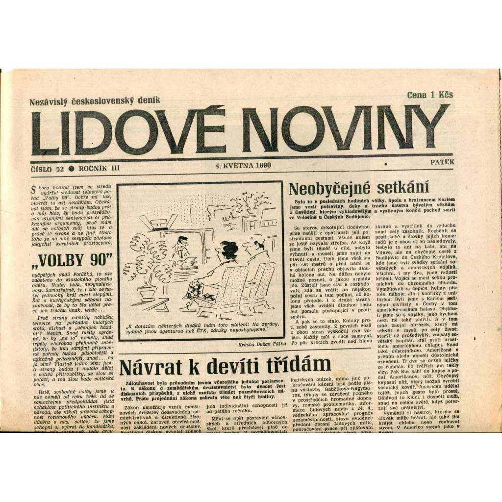 Lidové noviny. Nezávislý československý deník (4.5.1990) - noviny