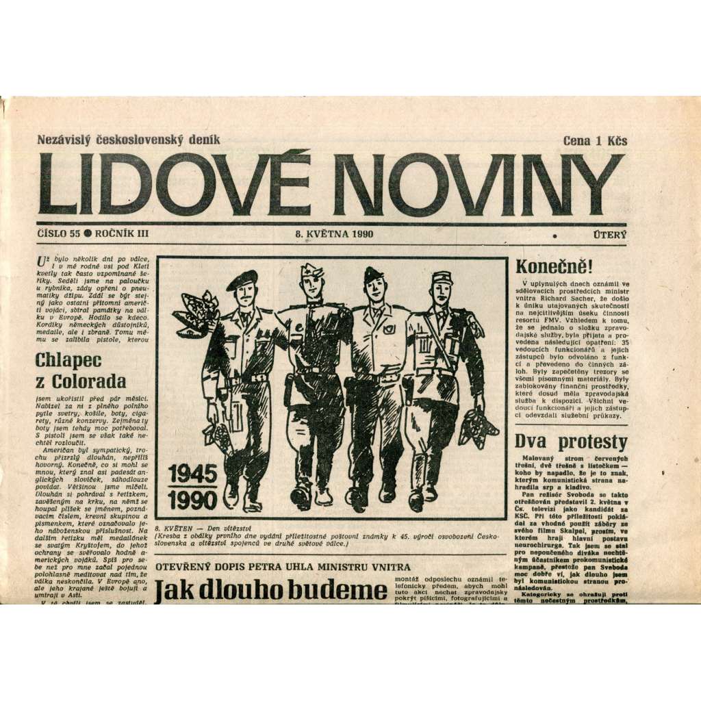 Lidové noviny. Nezávislý československý deník (8.5.1990) - noviny Lidové noviny. Nezávislý československý deník (8.5.1990) - noviny
