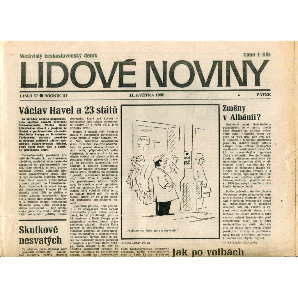 Lidové noviny. Nezávislý československý deník (11.5.1990) - noviny (Václav Havel) Lidové noviny. Nezávislý československý deník (11.5.1990) - noviny (Václav Havel)
