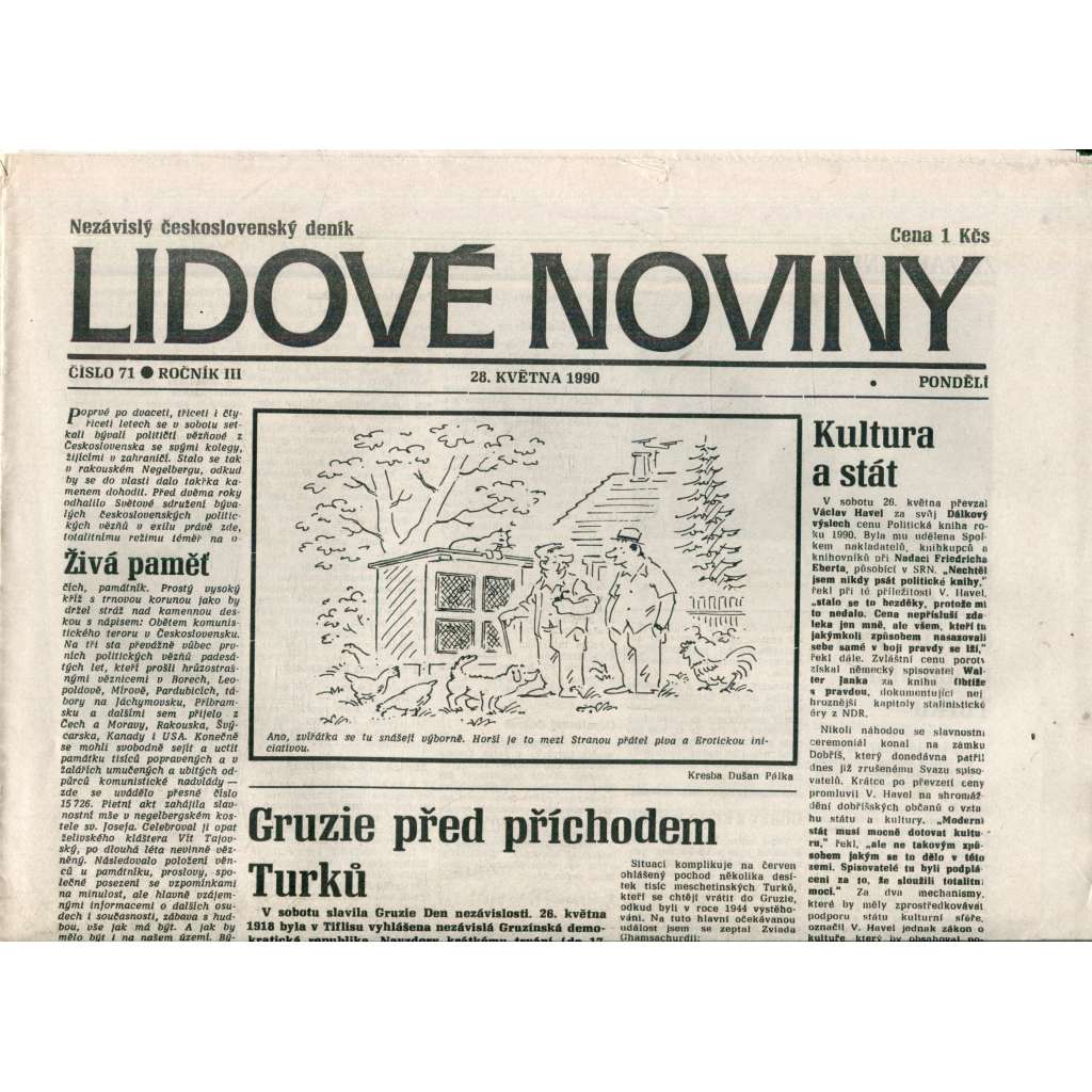 Lidové noviny. Nezávislý československý deník (28.5.1990) - noviny