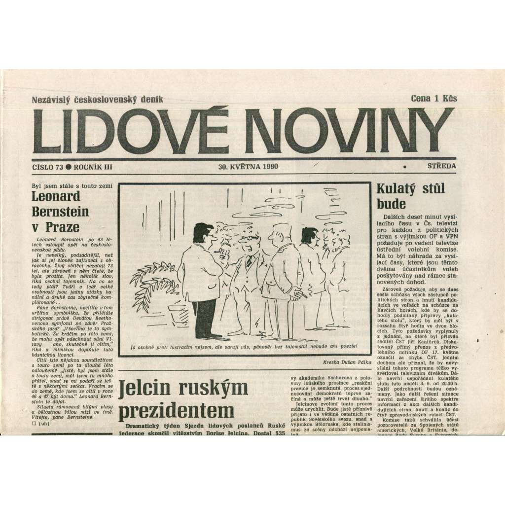 Lidové noviny. Nezávislý československý deník (30.5.1990) - noviny