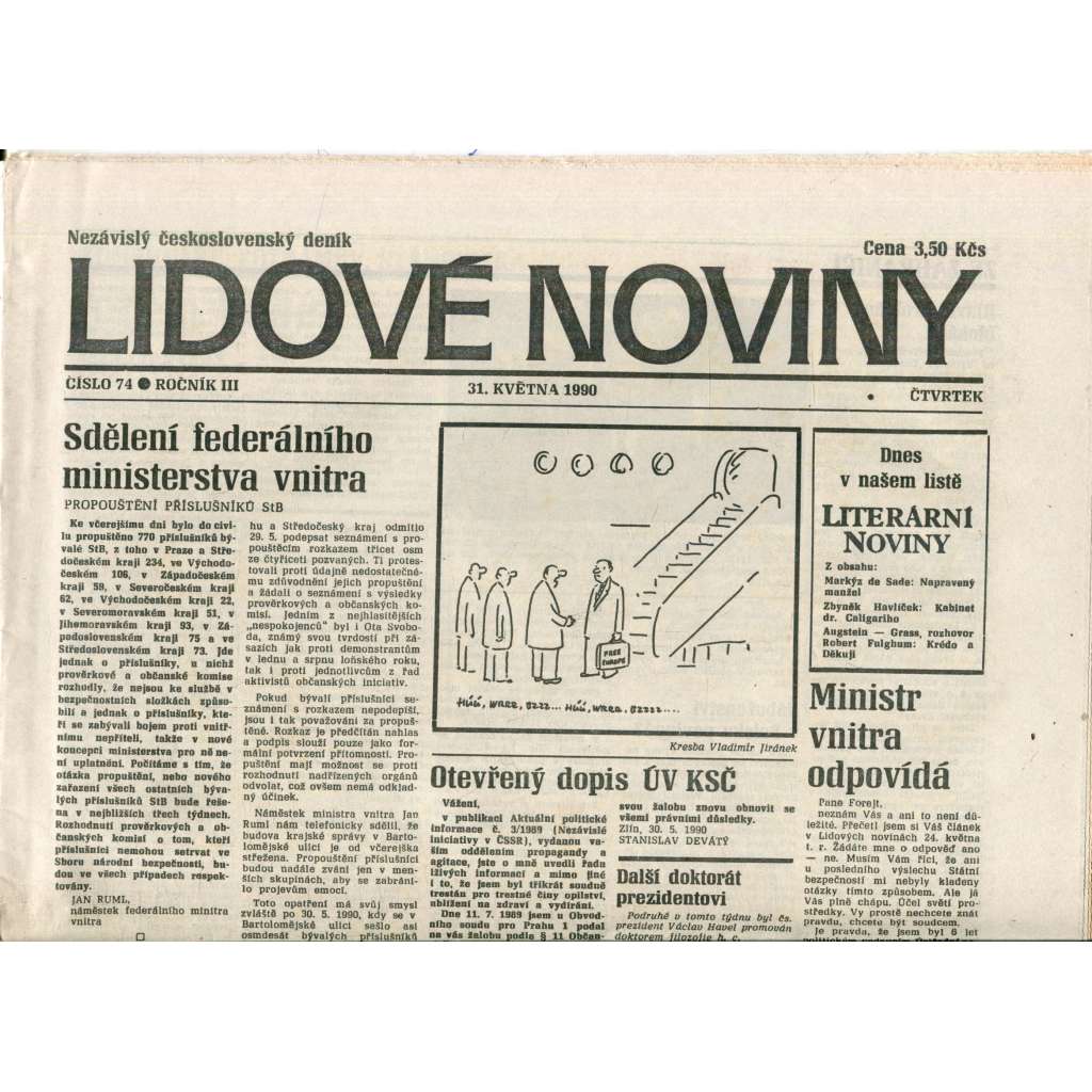 Lidové noviny. Nezávislý československý deník (31.5.1990) - noviny