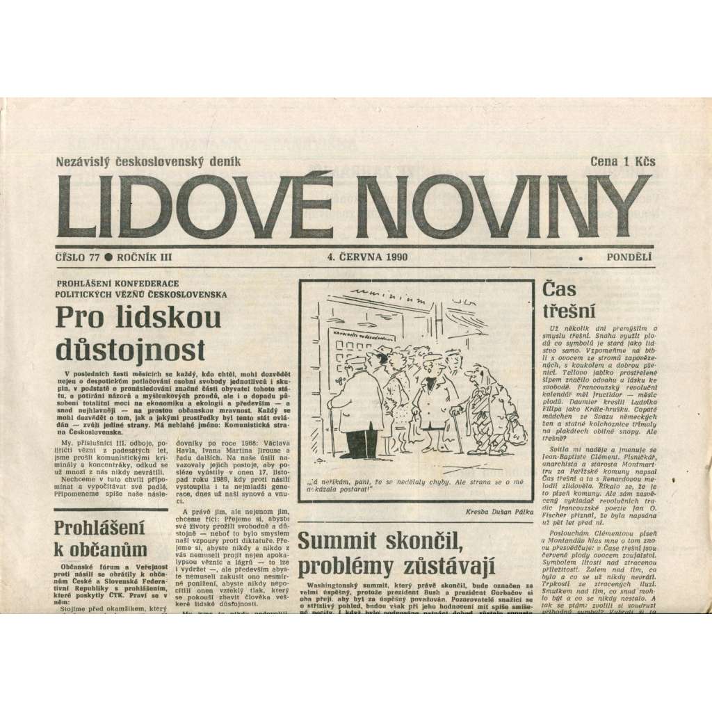 Lidové noviny. Nezávislý československý deník (4.6.1990) - noviny