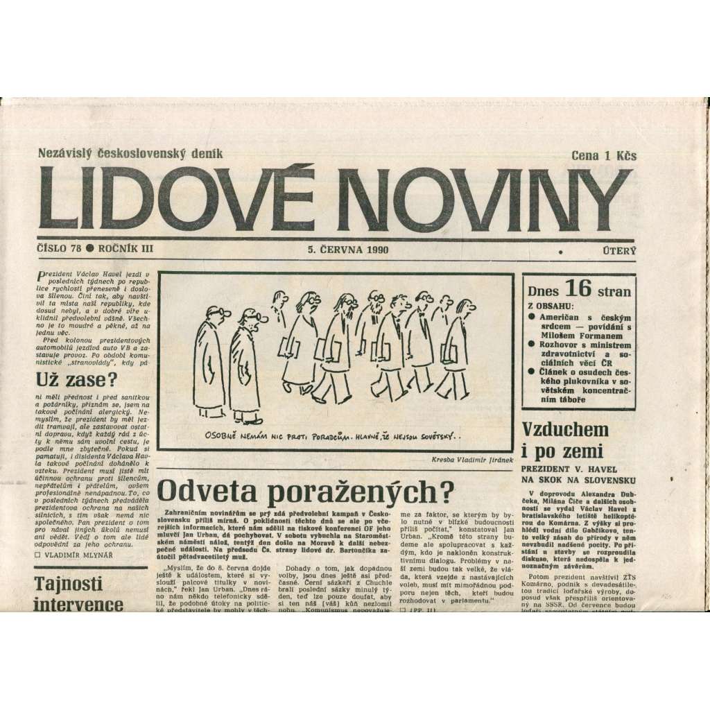 Lidové noviny. Nezávislý československý deník (5.6.1990) - noviny