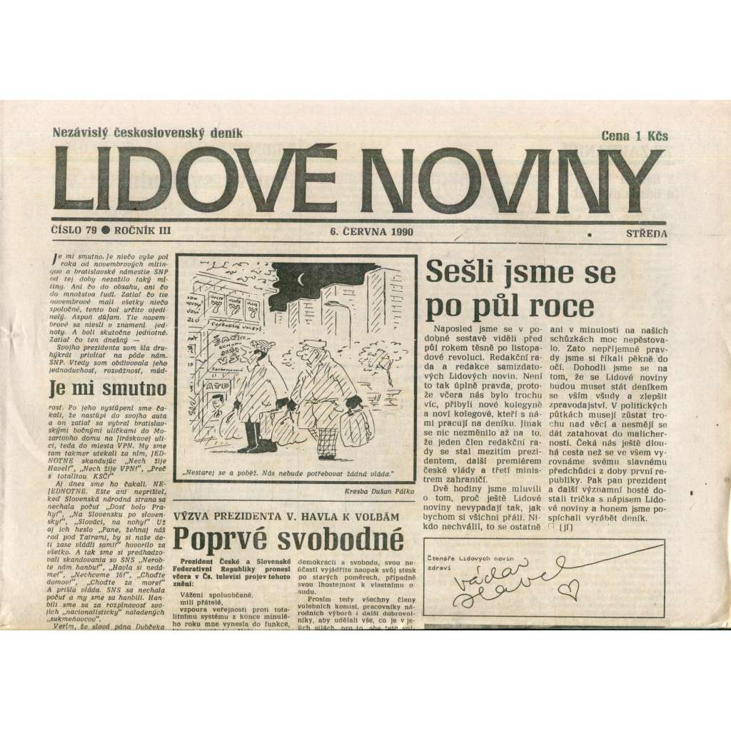 Lidové noviny. Nezávislý československý deník (6.6.1990) - noviny