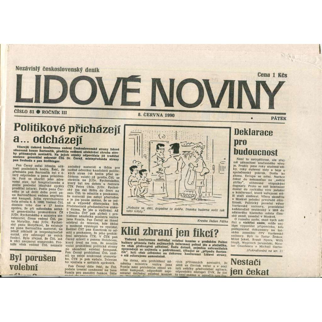 Lidové noviny. Nezávislý československý deník (8.6.1990) - noviny