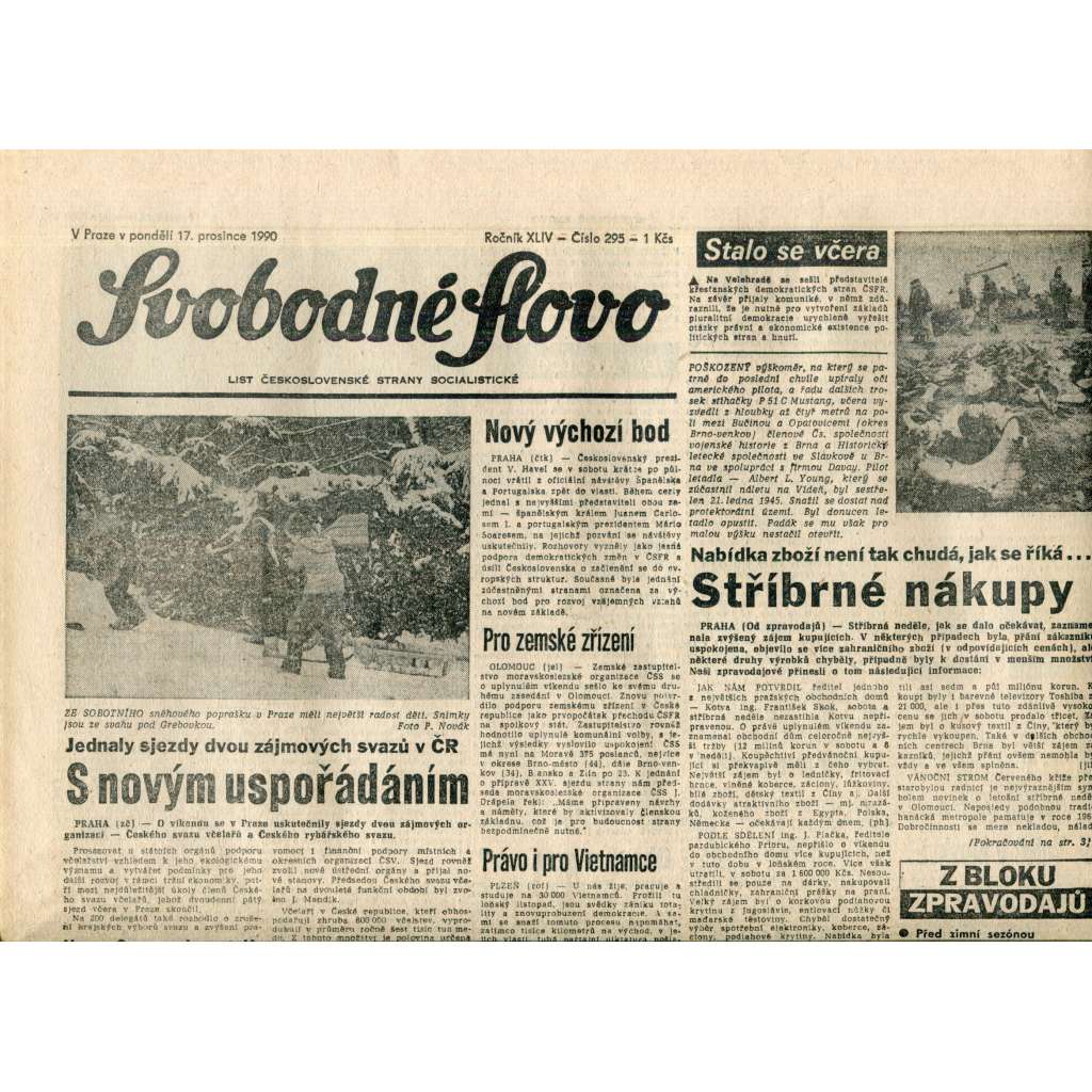 Svobodné slovo. List Československé strany socialistické (17.12.1990) - noviny