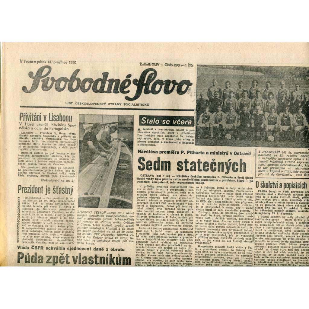 Svobodné slovo. List Československé strany socialistické (14.12.1990) - noviny