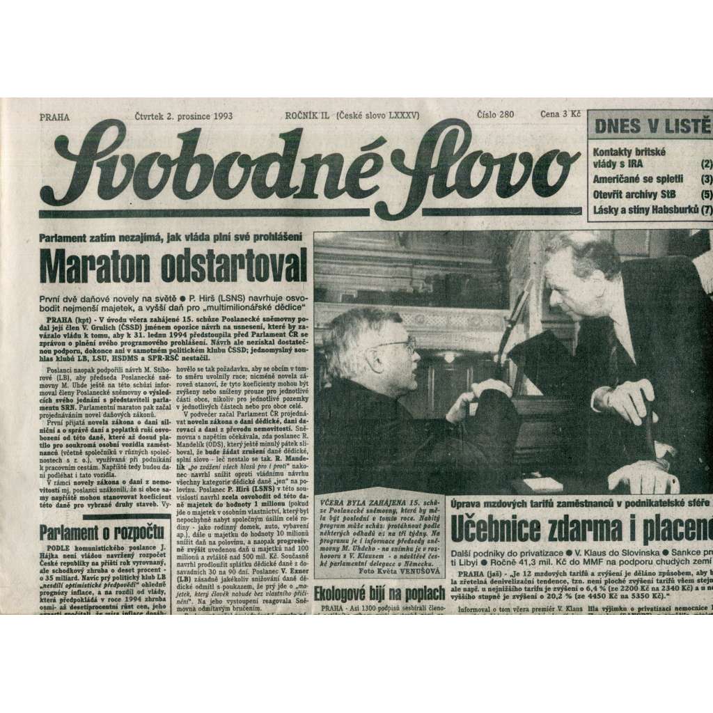 Svobodné slovo (2.12.1993) - noviny