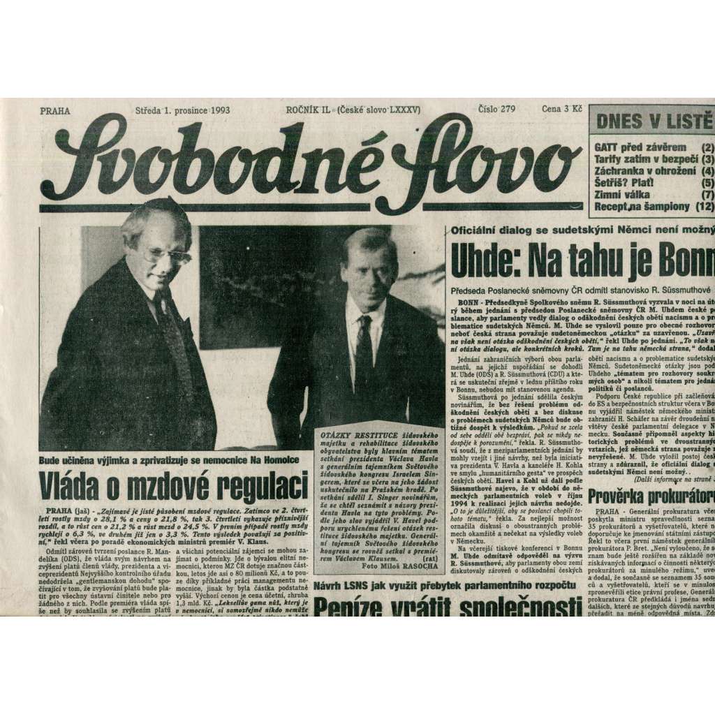 Svobodné slovo (1.12.1993) - noviny